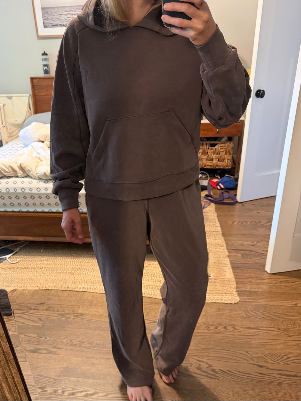 Lululemon Softstreme Hoodie & Pant Set Womens 8 Espresso Brown Luxe Straight